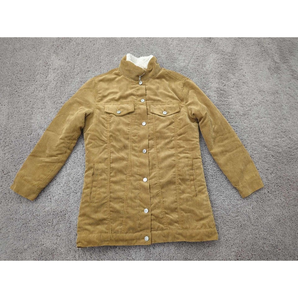 Fashion Nova Jacket Womens Small‎ Beige Button Up Corduroy Pockets Fleece Lined